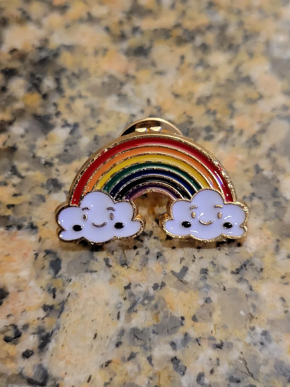 4-Piece Rainbow Enamel Pin Lot - Cute Smiling Clouds & Pastel Rainbow Lapel Pins